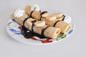 receta de crepes con chocolate y plátano